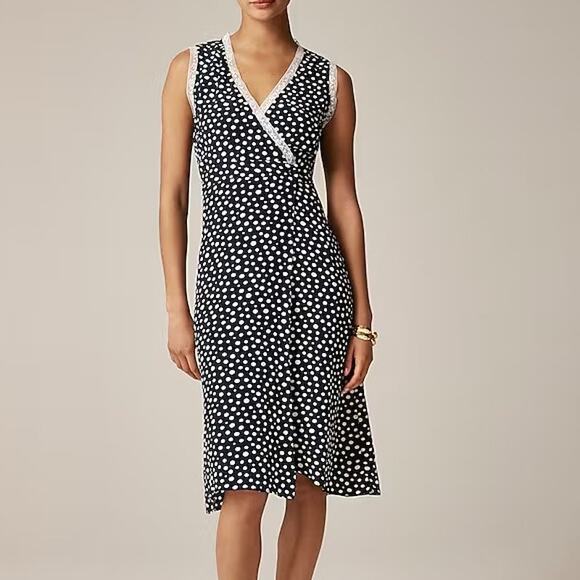 J.Crew Dresses & Skirts - Rouje x J.Crew Rencard Navy Polka Dot Wrap Dress Size 4 NWT